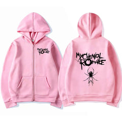 Rock Band My Chemical Romance Mcr Dead Zipper Hoodie Black Parade Punk Emo Zip Up