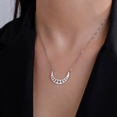 Moon Phase Necklace Stainless Steel Choker Fashion Elegant Women