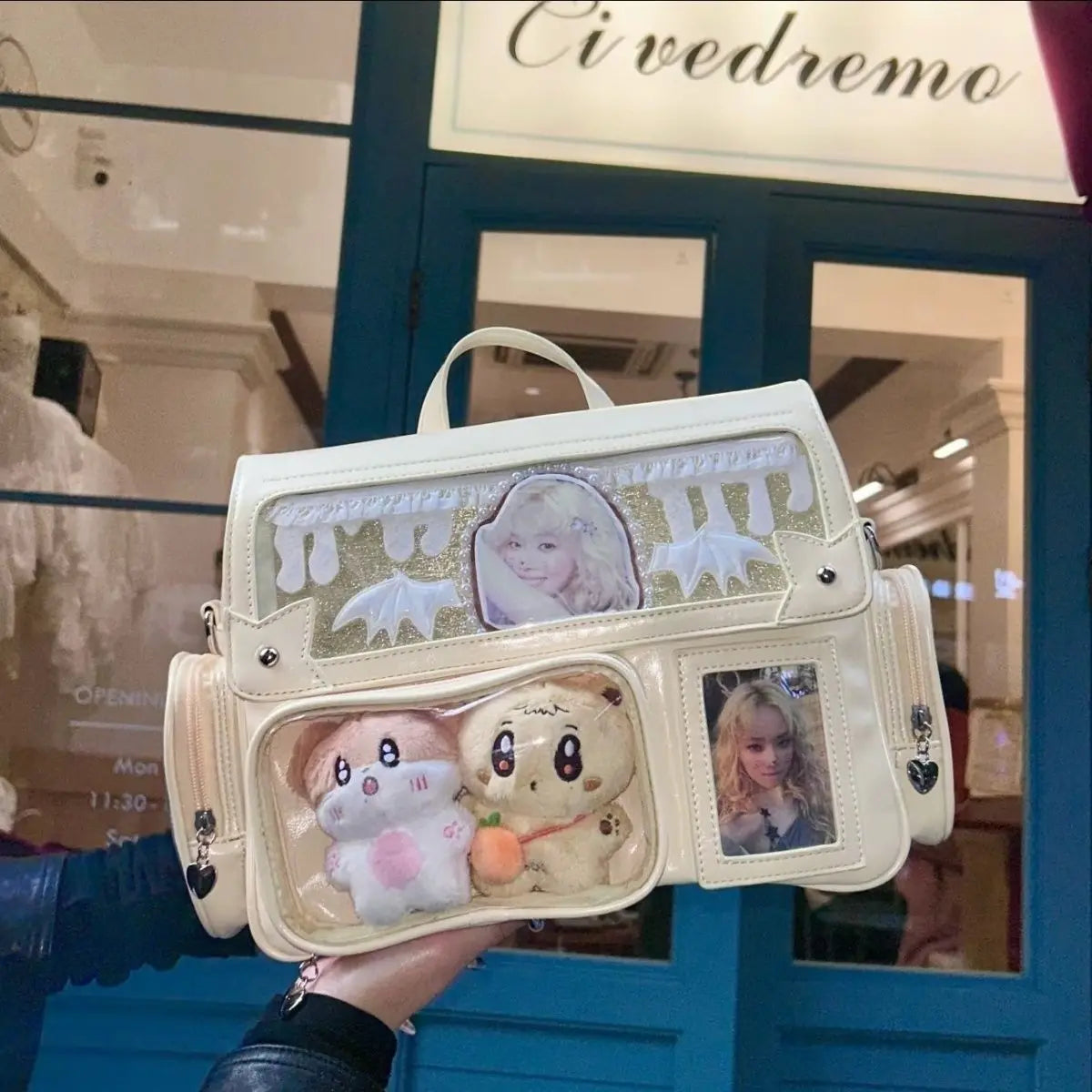 Japanese Solid Color Backpack Women Square Leather Y2K Mochilas Mujer Harajuku Large Capacity Ita Bag Anime Handle Crossbody