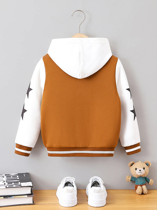 Boys Baseball Jackets for 4-7 Years Kids Casual Sportswear Letter Outerwear Coats