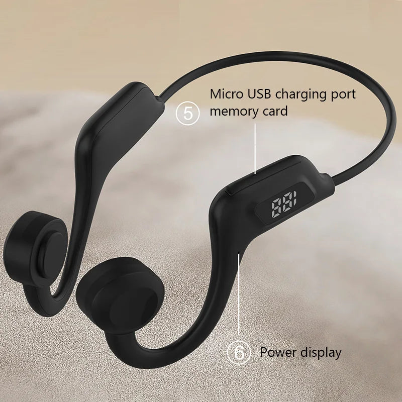 JS7 Bone Conduction Headphones Tf Card Digital Display Fone Headset Hands-free Call Auriculares Sports Open-ear Earphone