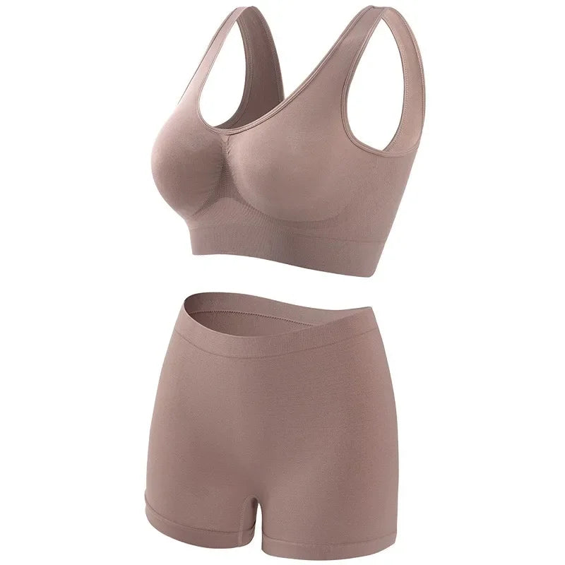 Seamless Bra Set Women Low Waist Underwear Female Tanks Bra Top