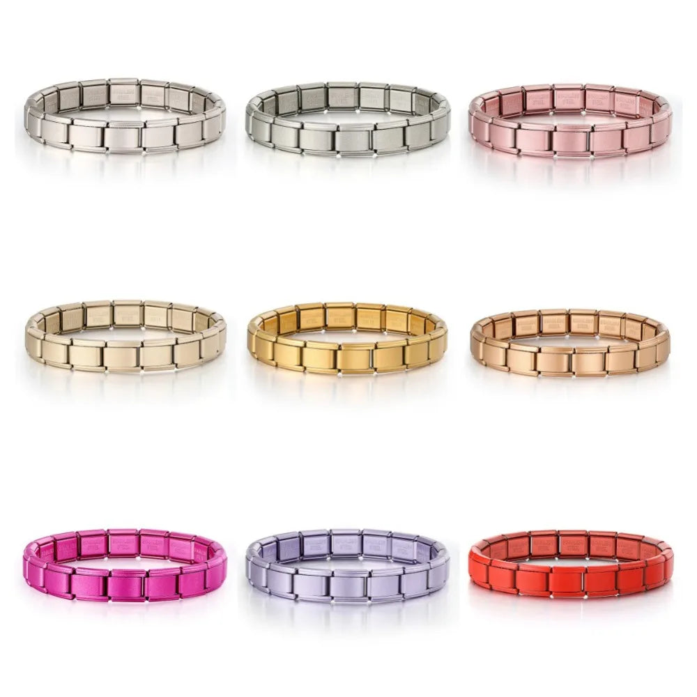 2025 New Men and Women Starry Colors 18 Pieces Italian Charm Fit 9mm Stainless Steel Modular Bracelet Wholesale Jewelry