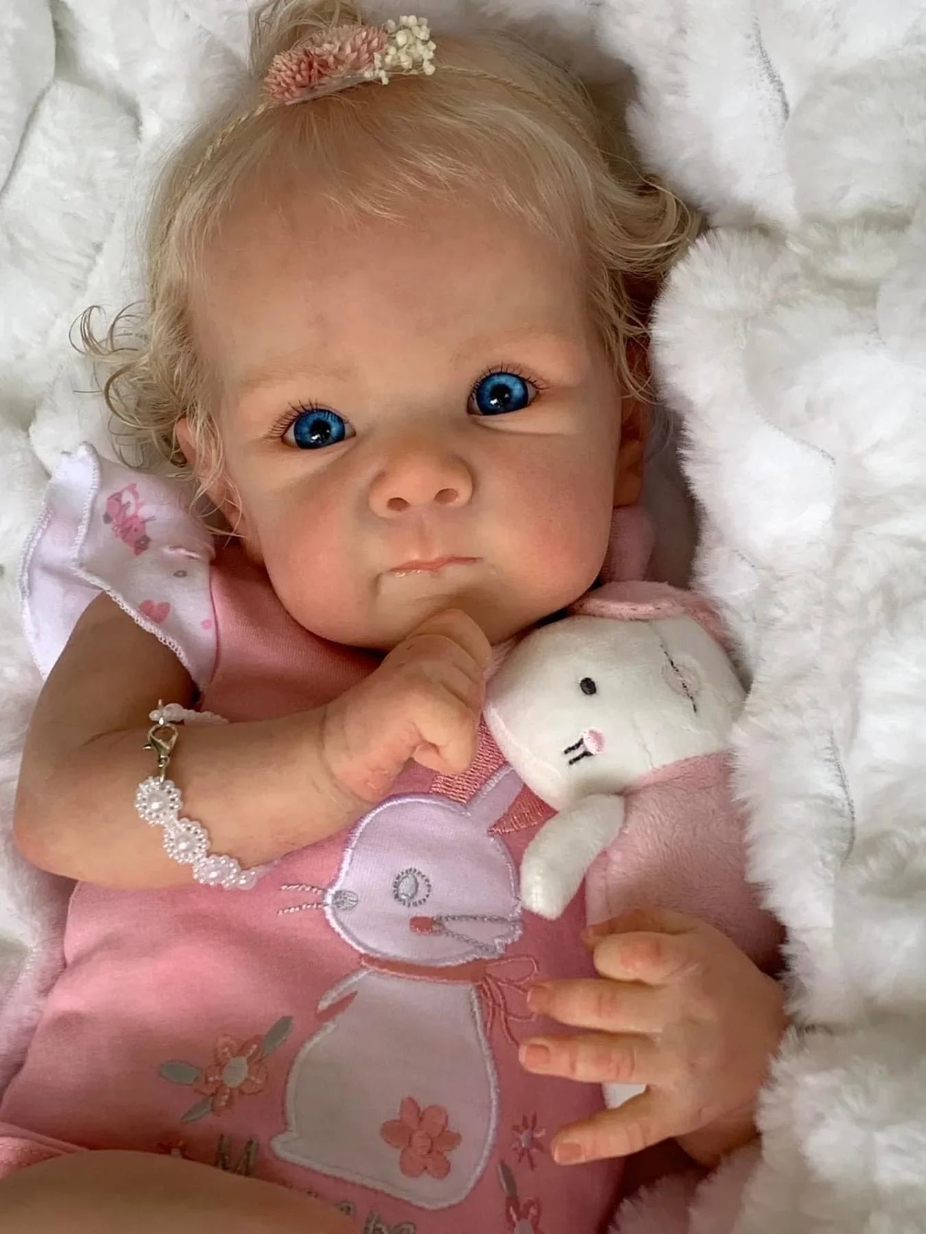 NPK 18inch Newborn Lifelike Doll Soft Touch Reborn Baby Bettie with 3D Skin Hand Root Hair Multiple Layers Painting Cuddly Toy