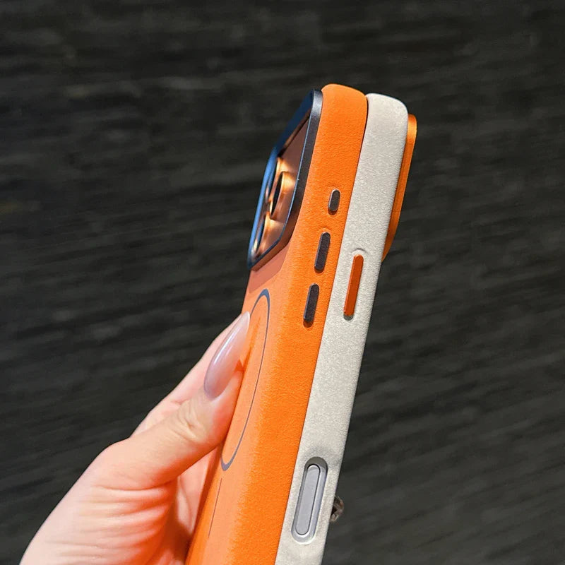 For iPhone 17 Pro Max 17 Air Case Magnetic Elephant Skin Pattern Ultra-thin Metal Lens Protection Wireless Charging Cover