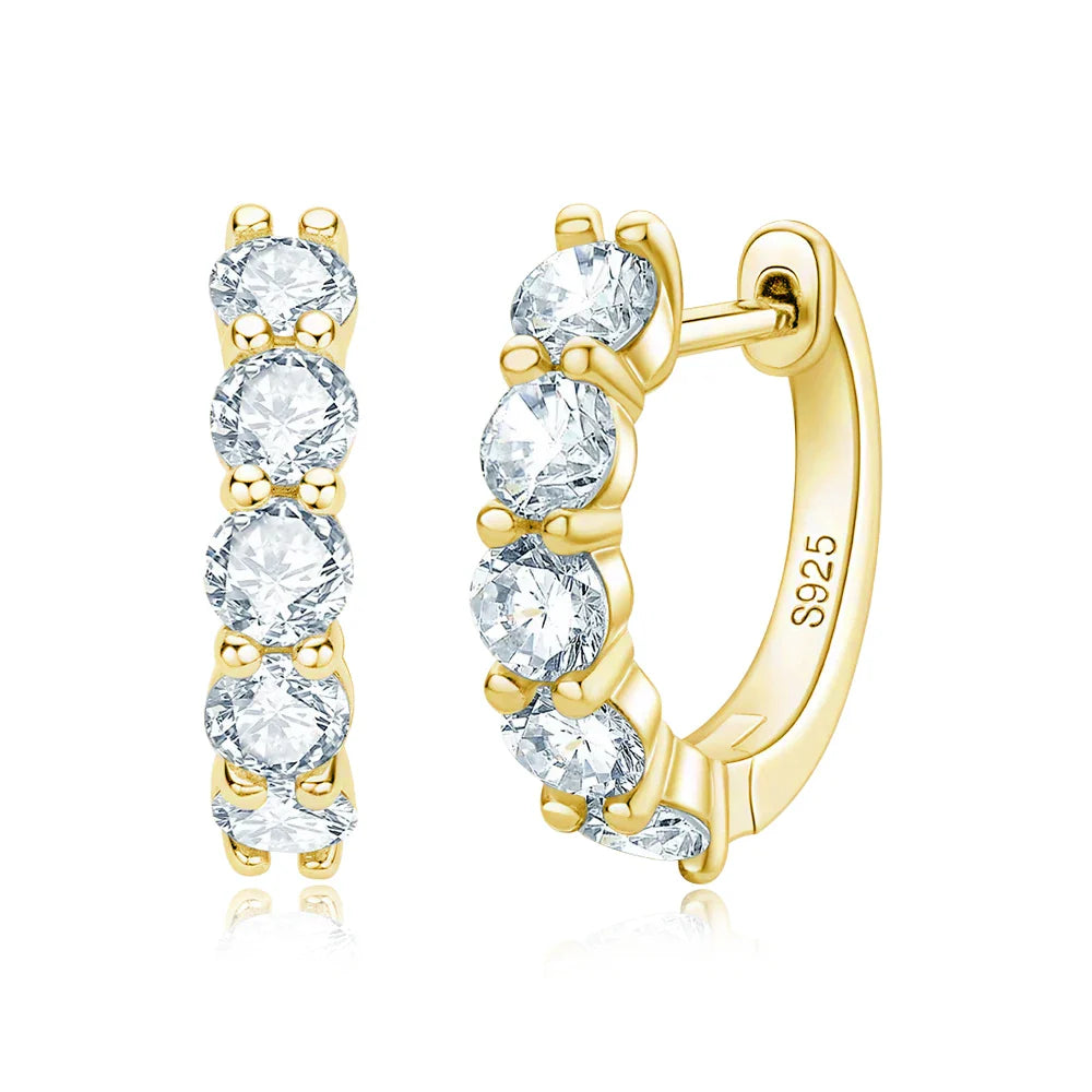 KNOBSPIN D Color Moissanite Loop Earring 925 Sterling Sliver Plated with 18k White Gold Earring for Women Sparkling Fine Jewelry