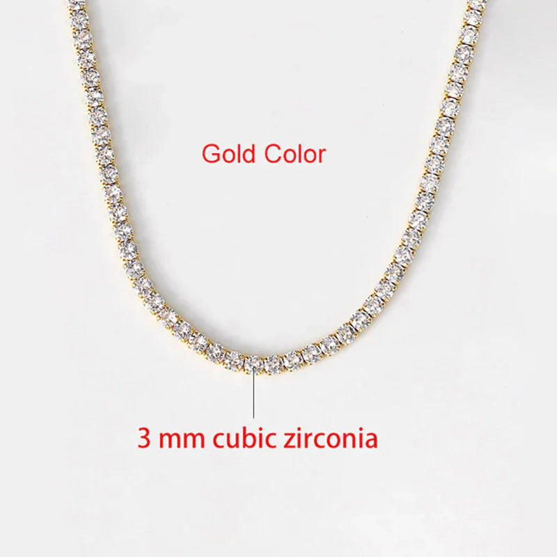 Hip Hop Iced Out Tennis Chain Necklace For Men Women Luxury Cubic Zircon Crystal Short Rock Neck Accessories Jewelry OHN016