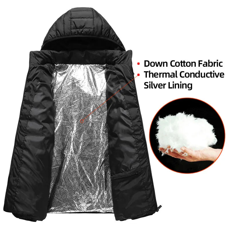 Men's Heated Vest with Retractable Heated Hood and Battery Pack for Hunting/Hiking