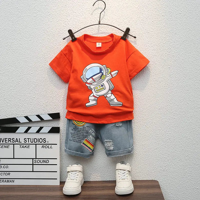 Summer Casual Children's Clothing Set Baby Boys Girls T-Shirt Short Pants 2pcs Suit Toddler Infant Coat for Kids 1-5 Years