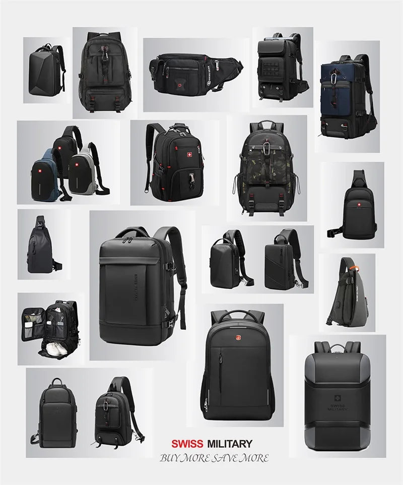 SWISS MILITARY Fashion Travel Multifunction Large Capacity Male Bag Usb Charging Waterproof 23 inch Laptop Backpack Men Mochila