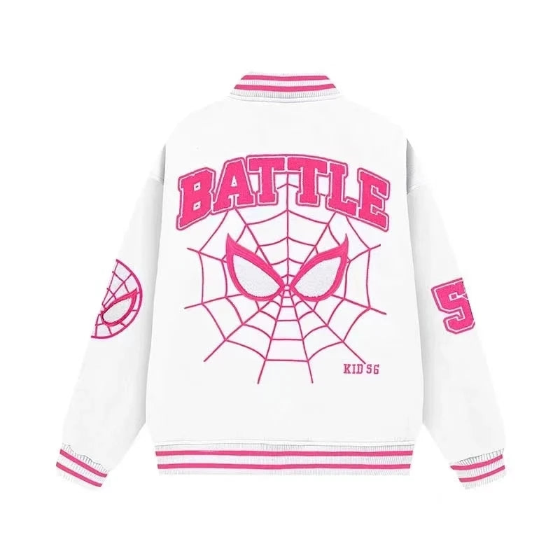 Jackets Men Embroidery Baseball Jacket removable Hat Spliced PU Leather