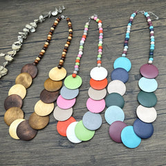 Geometry Bohemian Wood Bead Long Necklaces For Women Handmade