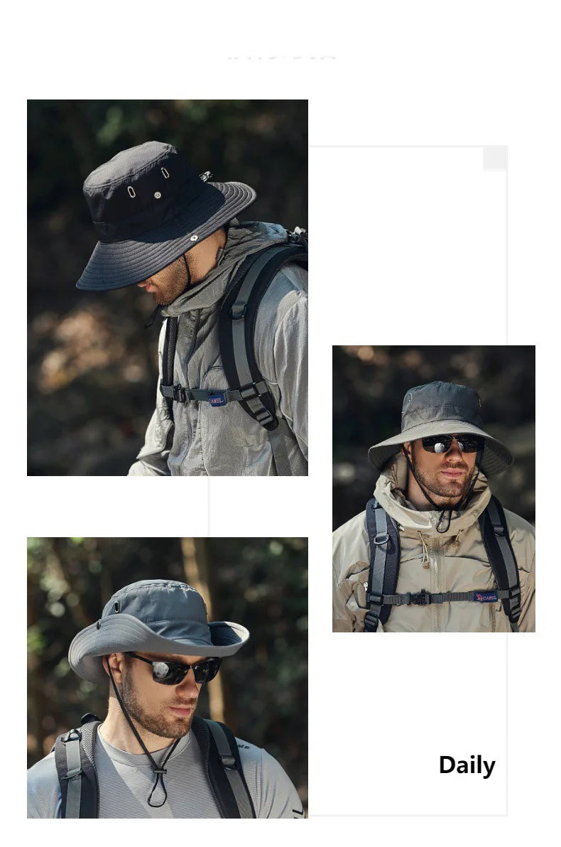 Men's Sunshade Large Eaves Sun Hat Riding Hiking Fishing Outdoor fisherman's Cap
