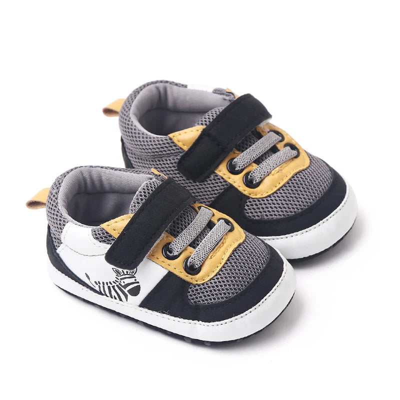 Baby Sneaker Casual Pre Walking Shoes Soft PU and Mesh Breathable Anti-slip Cute