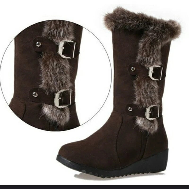 Winter Women Shoes Ladies Mid Calf Boots High Tube Classic Thick Fleece Models
