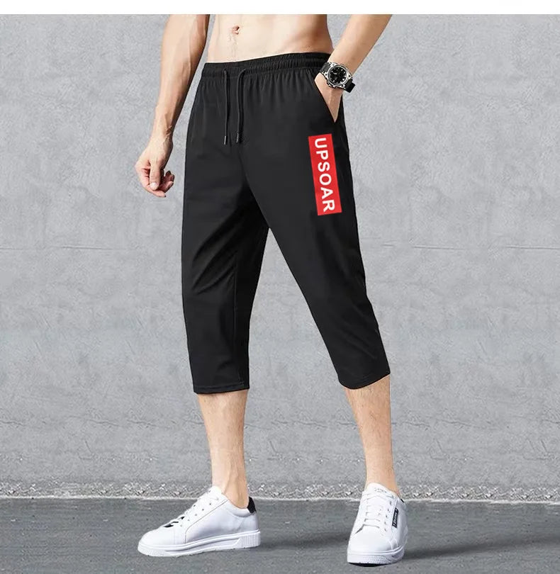 2024 Summer Men's Shorts Breathable Stretched Nylon Ice Silk 3/4 Short Capris Pants Sports Breeches Plus Size Casual Shorts Male