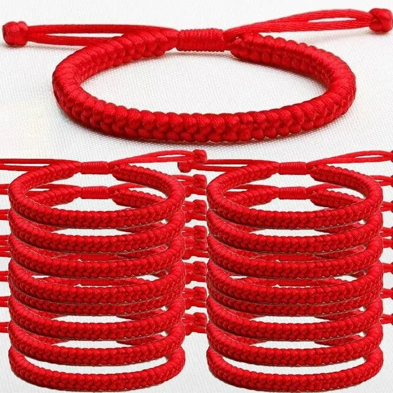 2/200Pcs 7 Knots Red String Couple Bracelet Women Men Lucky Amulet Handmade Rope Friendship Wristband Jewelry Gifts Accessory