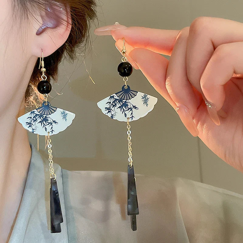 Neo-chinese Style Bamboo Joint Flower Earrings Imitation Pearl Fringe Earring New National Tide Personality  Earrings for Women