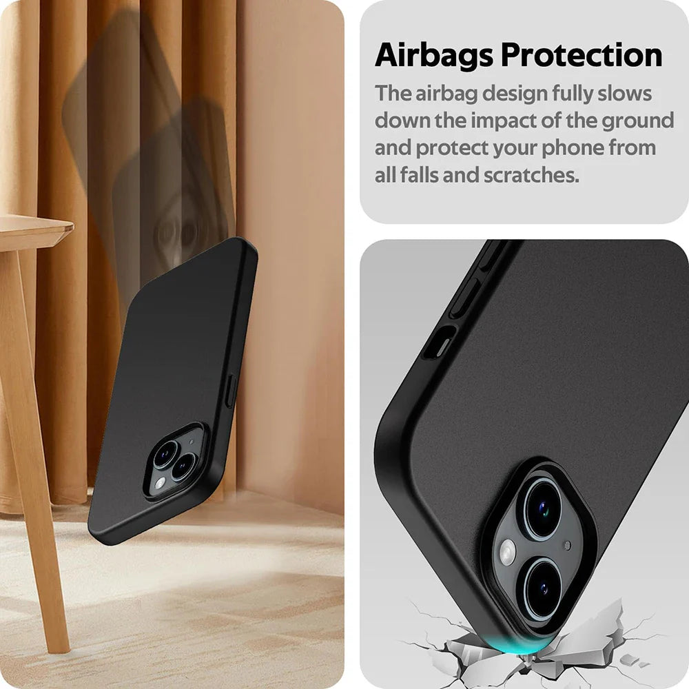 Ultra Thin Matte Silicone Soft TPU Case For iPhone 16 15 14 Plus 13 12 Mini 11 Pro XS Max X XR SE 2 3 7 8 Plus Solid Black Cover