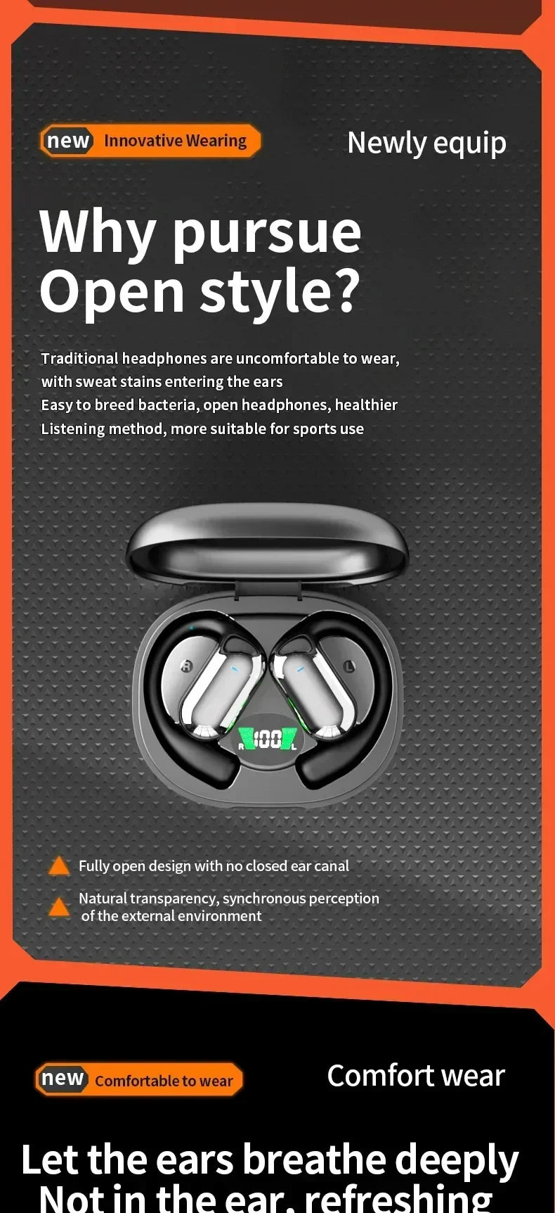 New Q16S Bluetooth Headset with Ai Translation Function, 144 Languages, Long Battery Life