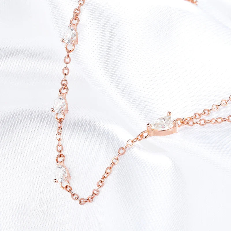 Smyoue Pear Cut Genuine Moissanite Bracelets for Women Girls Luxury Chain Lab Diamond S925 Sterling Silver Plated 18K Jewelry