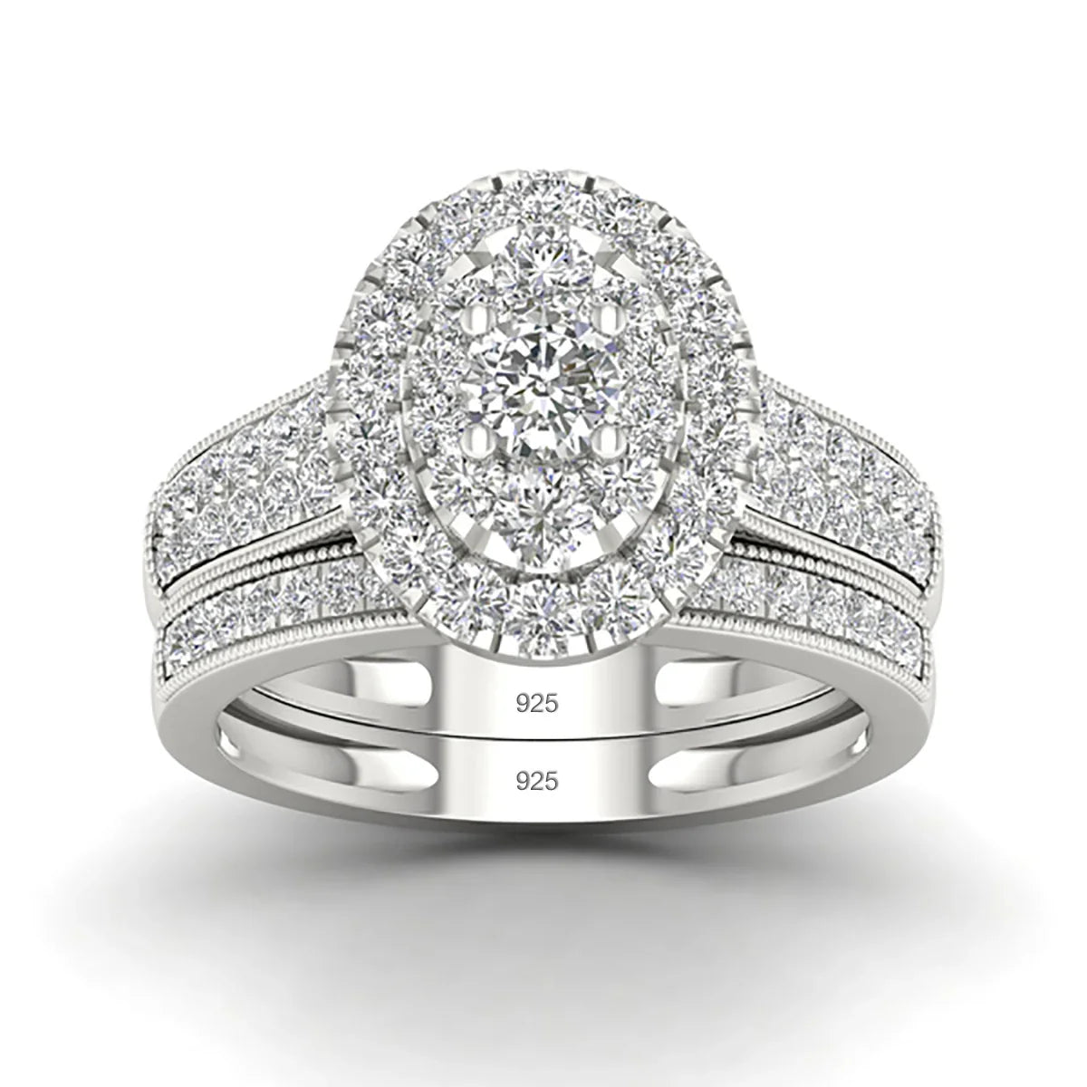 Luxury Fancy Engagement Moissanite Rings 2 Piece Solid Sterling Silver 925 Wedding Jewelry For Woman Diamond Girl Gift Certified