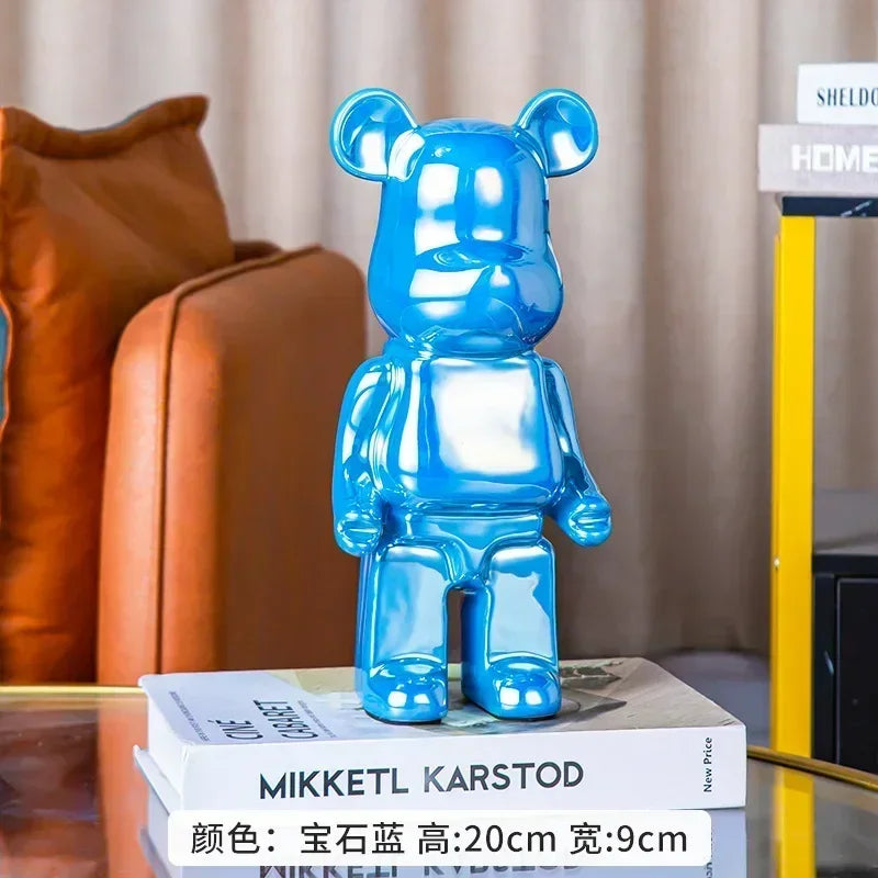28cm Aesthetic Bear Figure Ceramics Plating Violent Bear Statue Animal Figurine Sculpture Luxury Living Room Decoration Ornament
