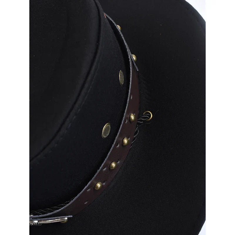 New Artificial Suede Western Cowboy Hats Vintage Big-edge Gentleman Cowgirl Jazz Hat Holidays Party Cosplay Hat