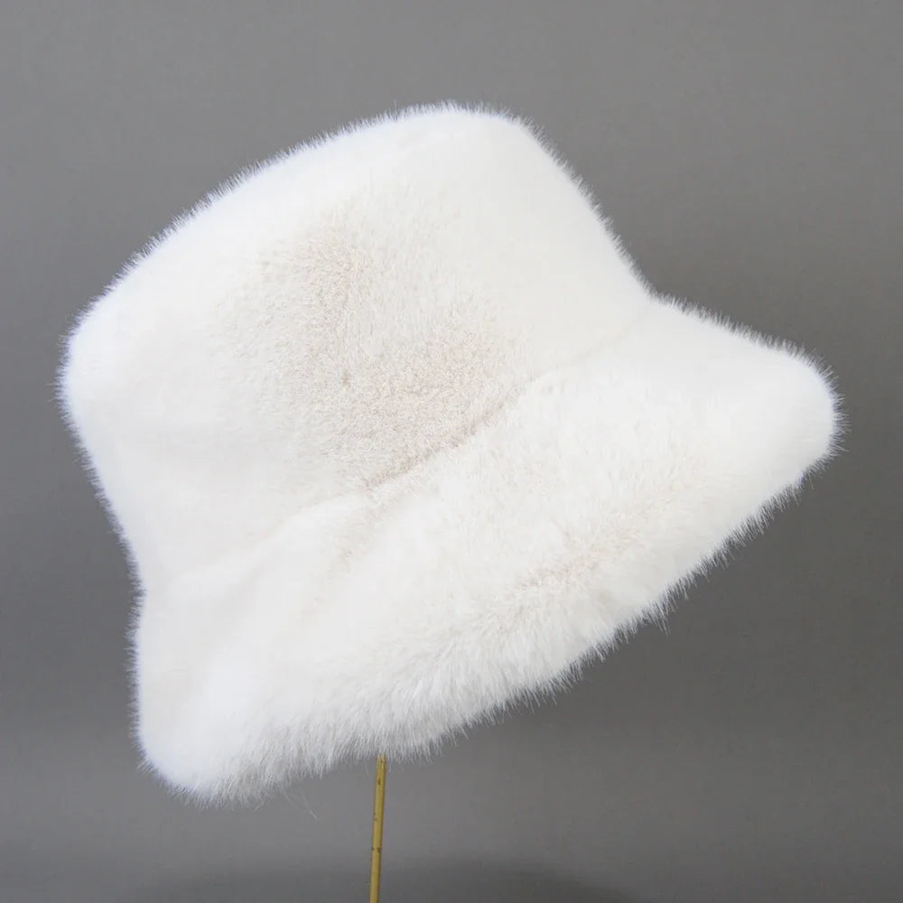 False Mink Fur Berets Elegant Women's Winter Caps New Design Fashion Artificial Fur Hats Knitted Warm False Mink Fur Beanies Hat