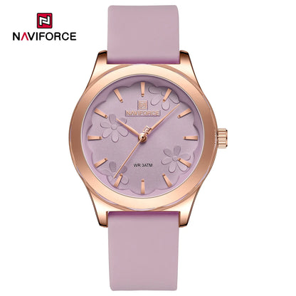 NAVIFORCE Watches for Women Creative Fashion Flower Dial Wristwatch Ladies Quartz Waterproof Shockproof Female Clock Gifts 2024
