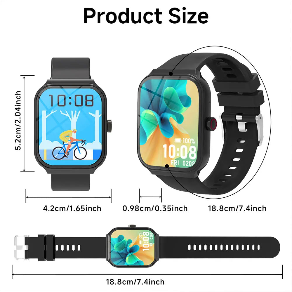 NEW Square Smartwatch Touch Screen Bluetooth Call Camera Control Music Play Message Push Sports Mode for Men Women Kids 2026