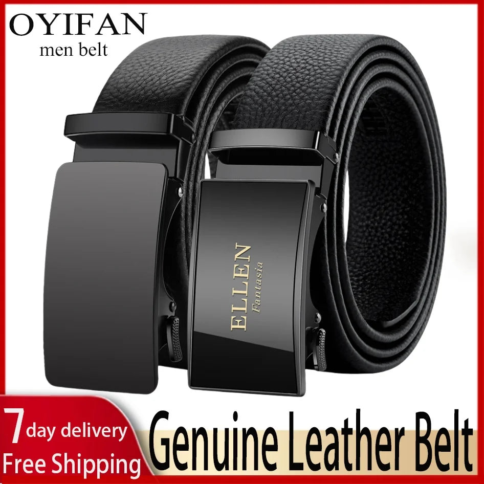 Genuine Cow Leather Automatic Belt For Men Formal Automatic Buckle Belt Genuine Leather Mens business Strap