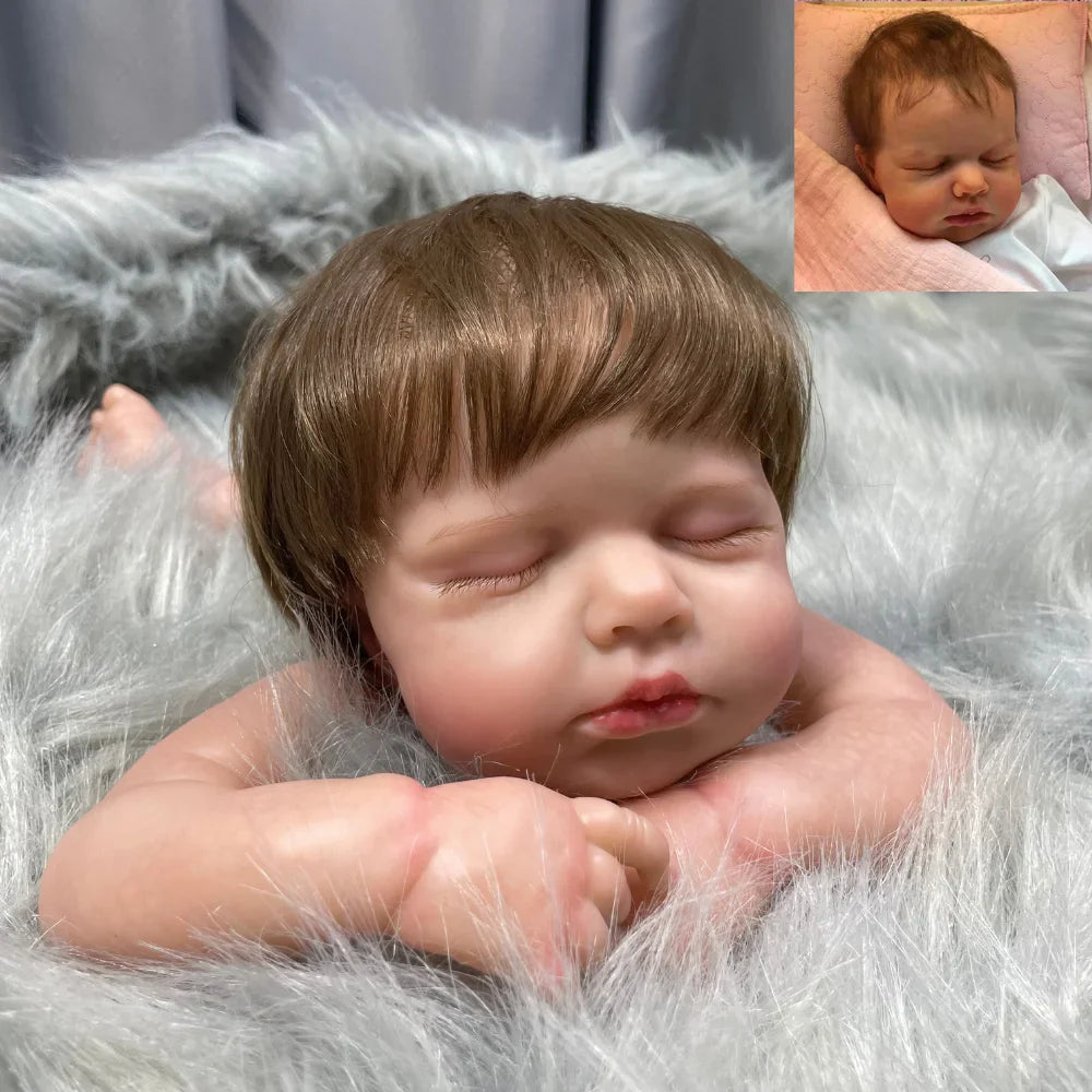 20Inch Painted Reborn Doll Kit LouLou With Rooted Hair and Cloth Body Unassembled DIY Doll Parts Toy