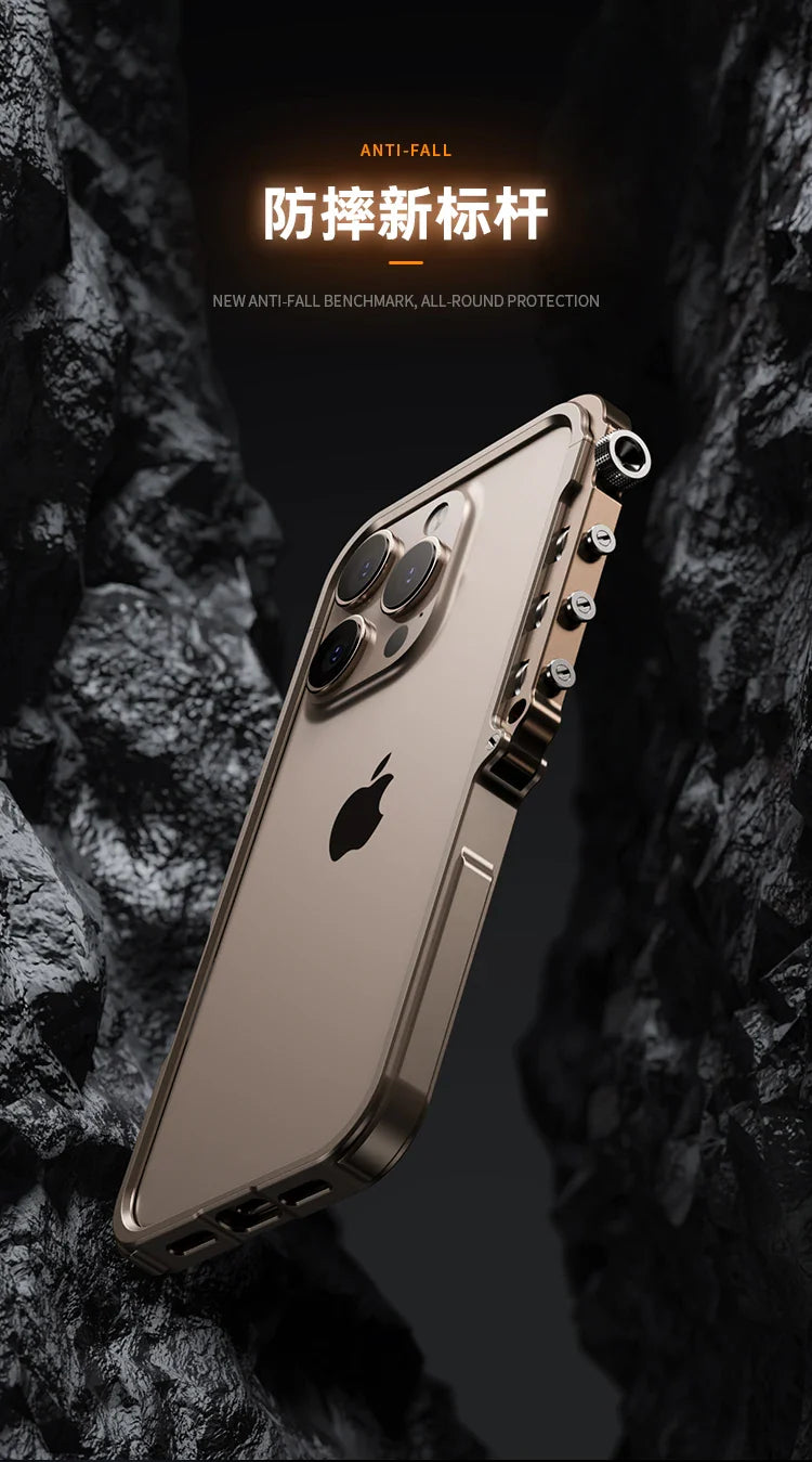 Armored Metal Frame Phone Case for iPhone 16 15 17 Pro Max Plus 17promax Anti Drop and Aluminum Alloy Frame Phone Case