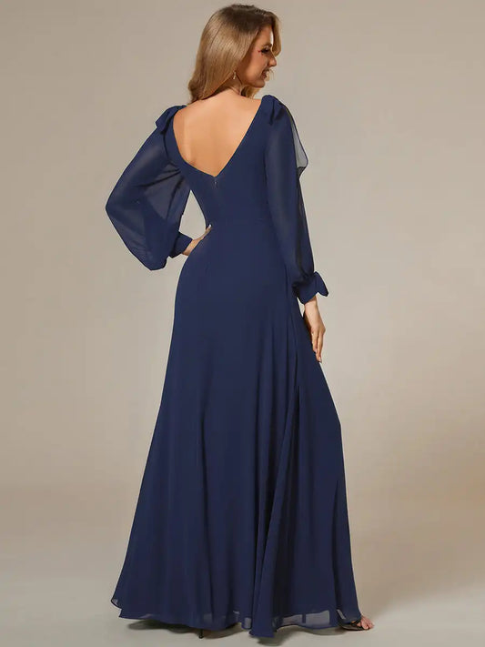 Evening Dresses Ever pretty of A Line V Neck Navy Blue Bridesmaid Dresses