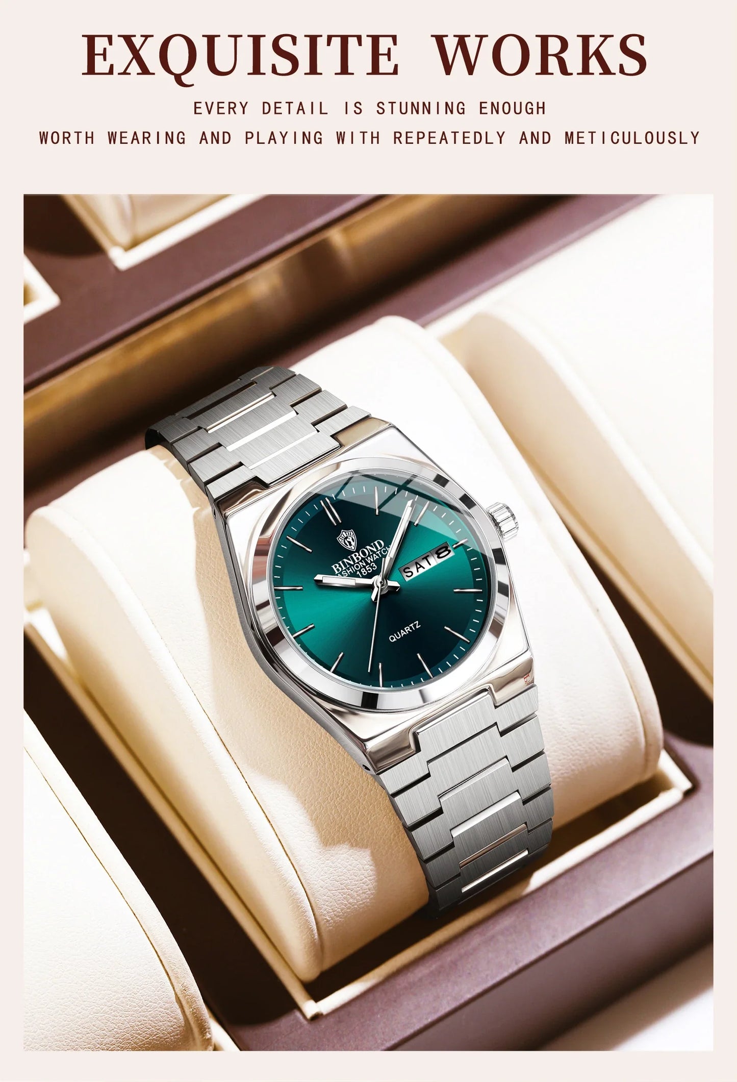 BINBOND 103 Business Women's Quartz Watch Waterproof Double Calendar Night Light Non Mechanical Ultra Thin Women's Quartz Watch
