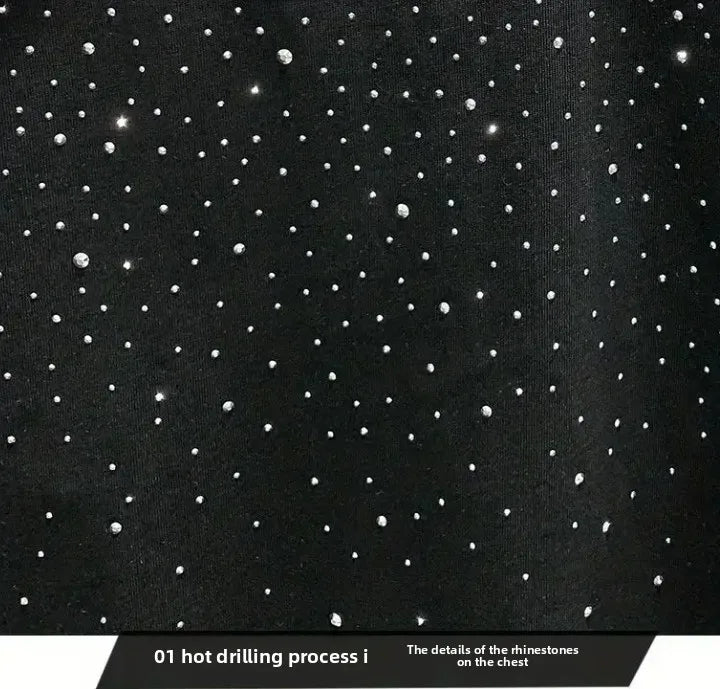 Summer Rhinestone Rivet T-shirt for Men Clothing Round Neck Casual T-shirt Fashion High Street 2025 Men's Summer Short Sleeves