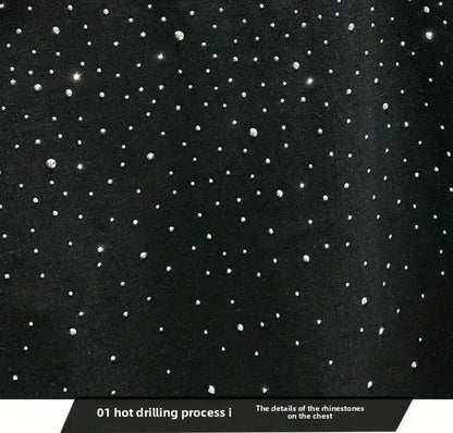 Summer Rhinestone Rivet T-shirt for Men Clothing Round Neck Casual T-shirt Fashion High Street 2025 Men's Summer Short Sleeves