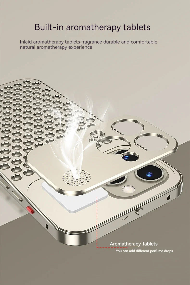 For iPhone 14 15 16 ProMax Metal Heat Dissipation Phone Case 15Pro Aluminum Alloy Aromatic Ultra-thin Shock-absorbing Back Cover