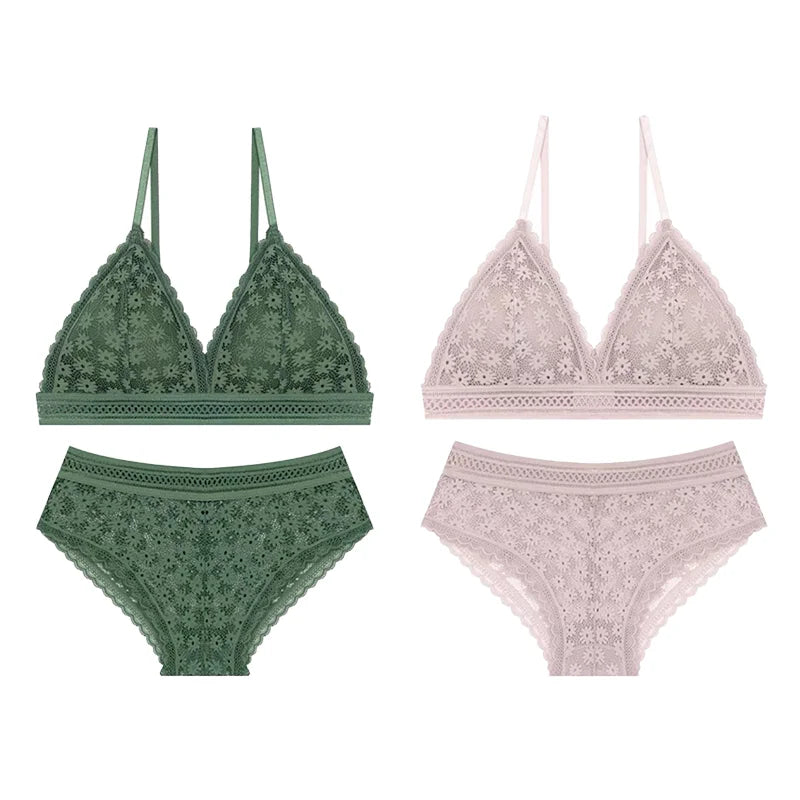 Bra and Panty Set Push Up Seamless Bras Mid Waist Briefs Underwear Sets