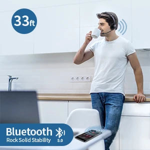 JIAMQISHI EH02U Wireless Bluetooth Headset ANC MIC for Work Computer Headphones USB Dongle Mute Mic for MacBook Headset Phone