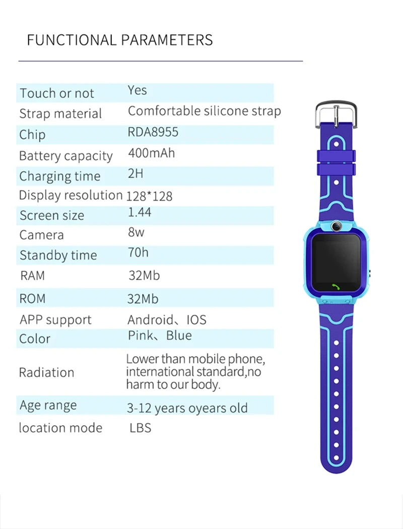 Lenovo 2026 5G Kids Smart Watch Sim Card Call SOS GPS Location Child Smart Watch Camera Waterproof Watch For Boys Girls Present