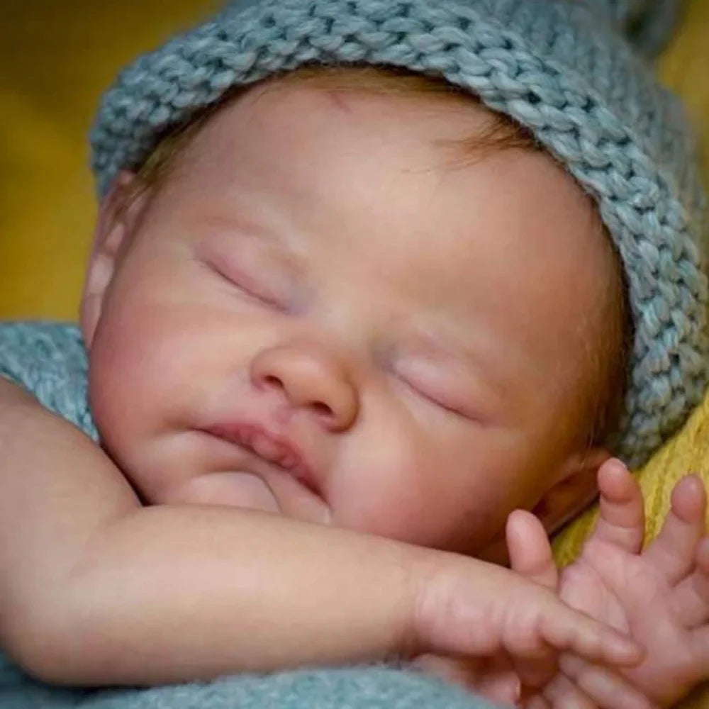 MRB 20 inch Already Painted Vinyl Reborn Doll Parts August Sleeping Baby 3D Painting Skin Visible Veins Soft Cloth Body Included