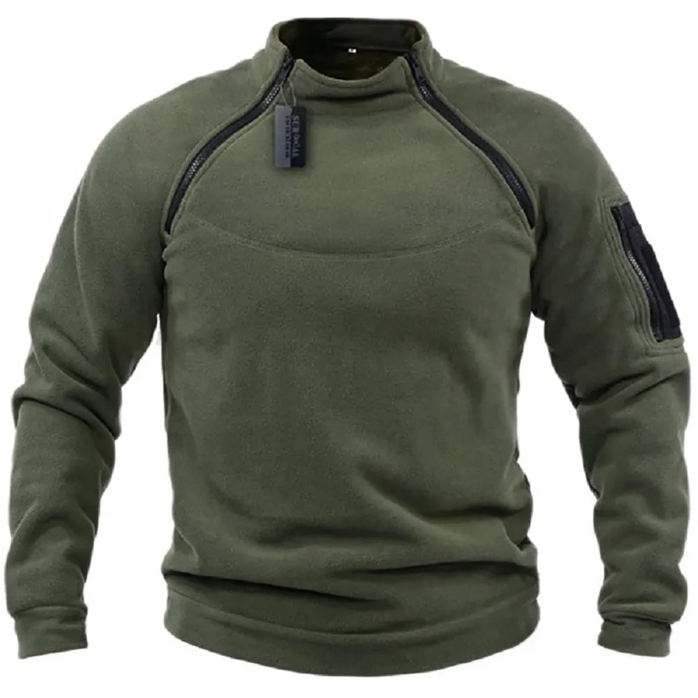 US Men's Tactical Outdoor Jacket Hunting Clothes Warm Zippers Fleece Pullover Man
