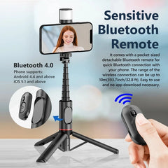 Portable Wireless Bluetooth Phone Telescopic Selfie Stick Tripod