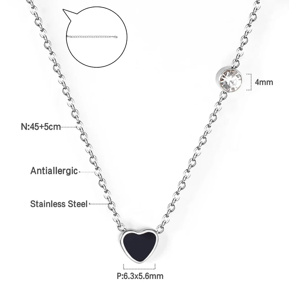 LUXUKISSKIDS Fashion Collier Simple Heart Girls Pendant Necklace Small Love Shape Stainless Steel Hearts Clavicle Choker Jewelry