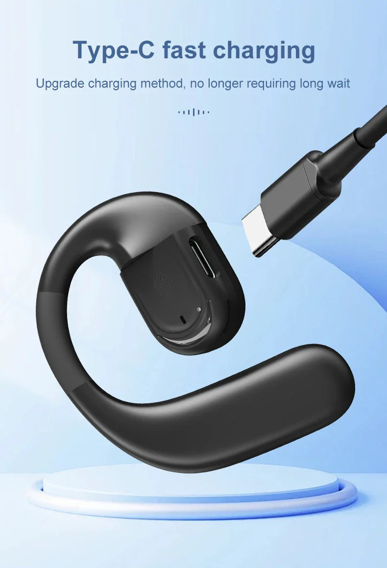 Bluetooth 5.4 Business Earphone Wireless Single Headphone with HD Mic Ear Hook HiFi Stereo Music Earbud for Xiaomi Samsung Phone