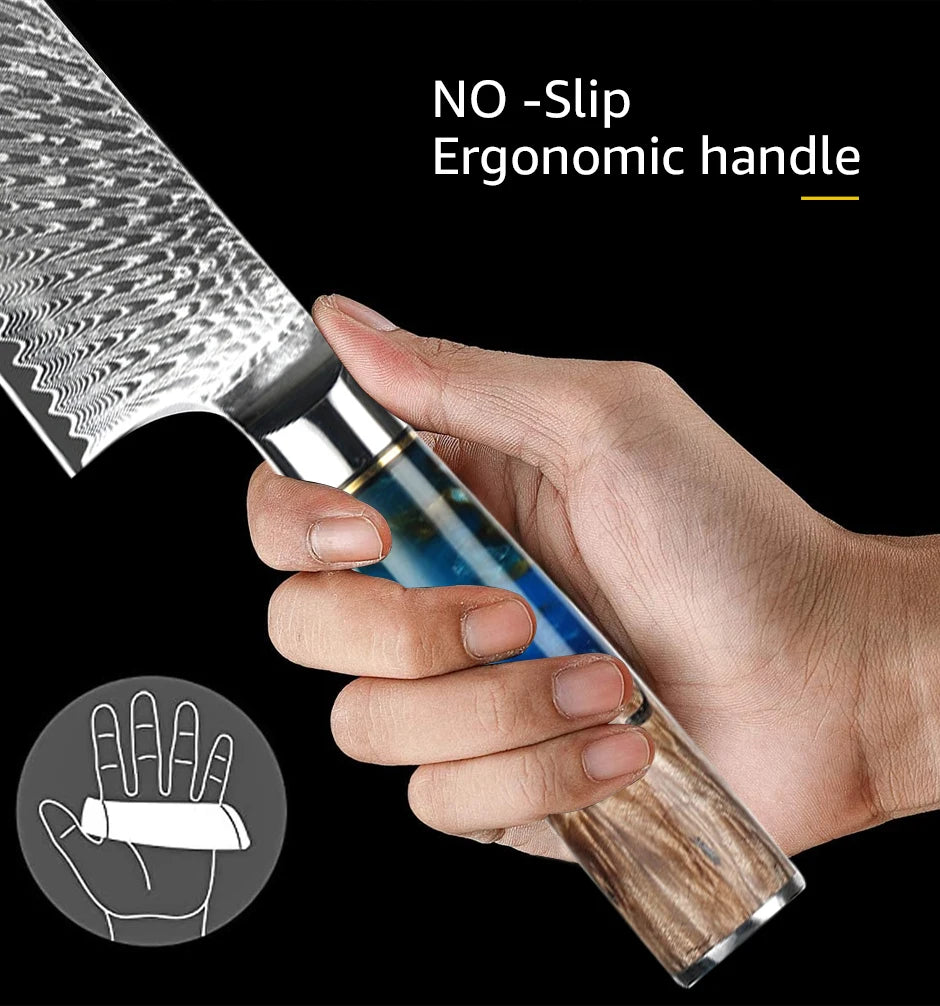 Damascus Steel Kitchen Knives VG10 Chef Paring Bread Knife Chef Knife Sharp