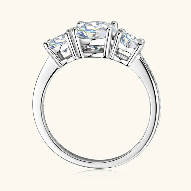 IOGOU Luxury Three Stone Engagement Wedding Ring 925 Sterling Silver D3.0CT D Color Moissanite Rings Women Jewelry Certified