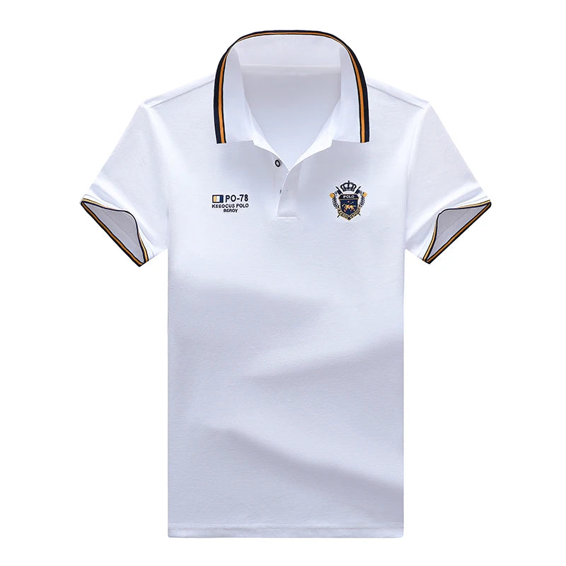 New Men's Casual Embroidery Short Sleeve Polo Shirt Fashion Solid Color Top
